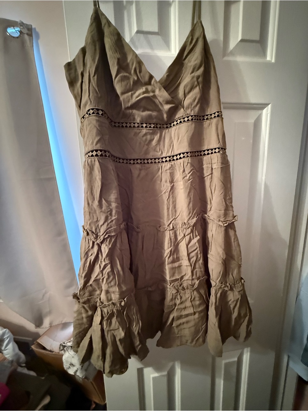 Olive Green Spaghetti Strap Maxi Dress